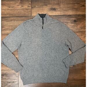 Neiman Marcus Cashmere 1/4‑Zip Sweater 100% Cashmere Gray Men’s Sz Large
